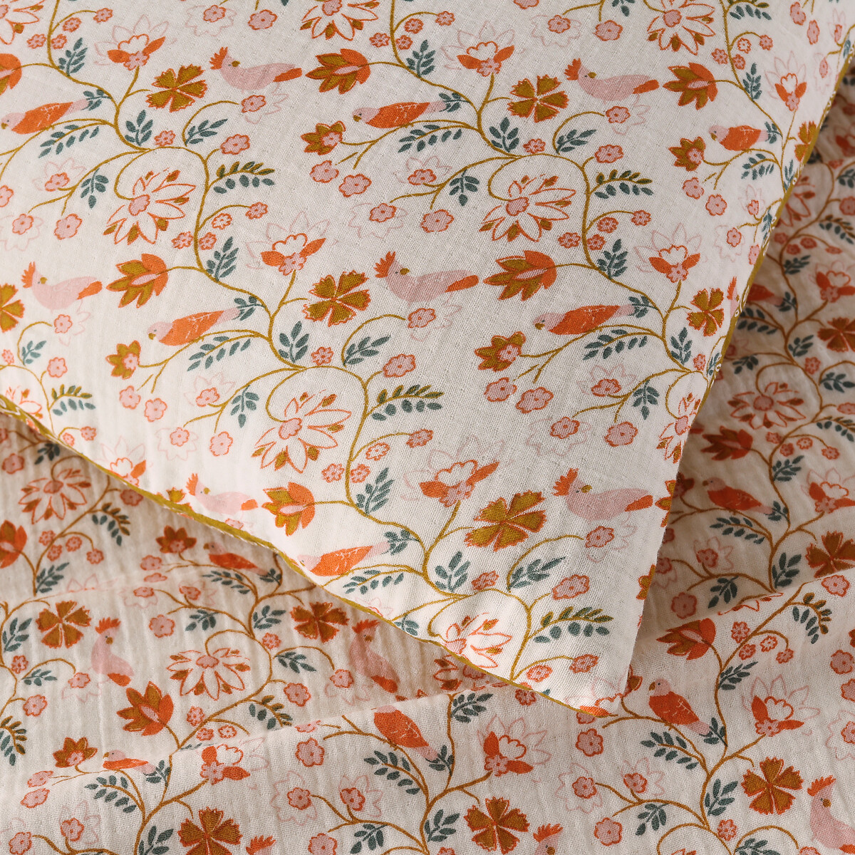 Taie d'oreiller enfant gaze/coton lavé, Nitti ecru/caramel, LA REDOUTE INTERIEURS
