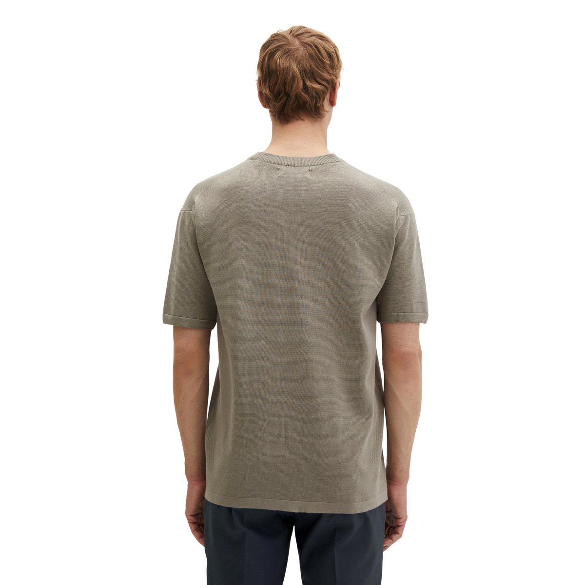 Pull à manches courtes Travel Collection en pur coton bio marron, MARC O'POLO