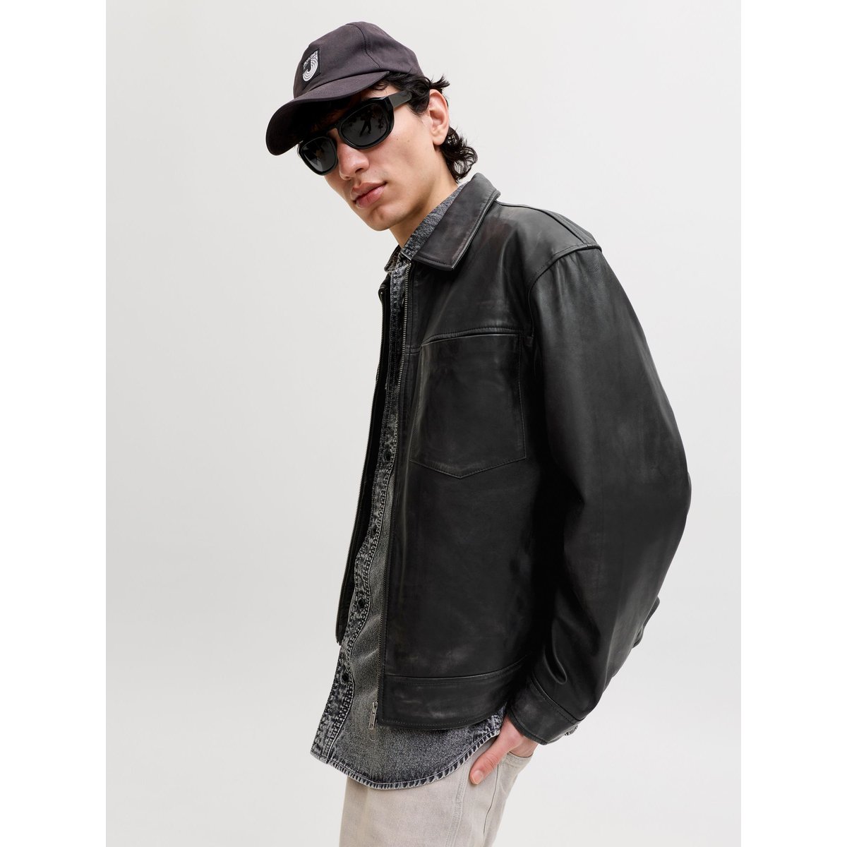 Veste En Cuir black, JACK & JONES