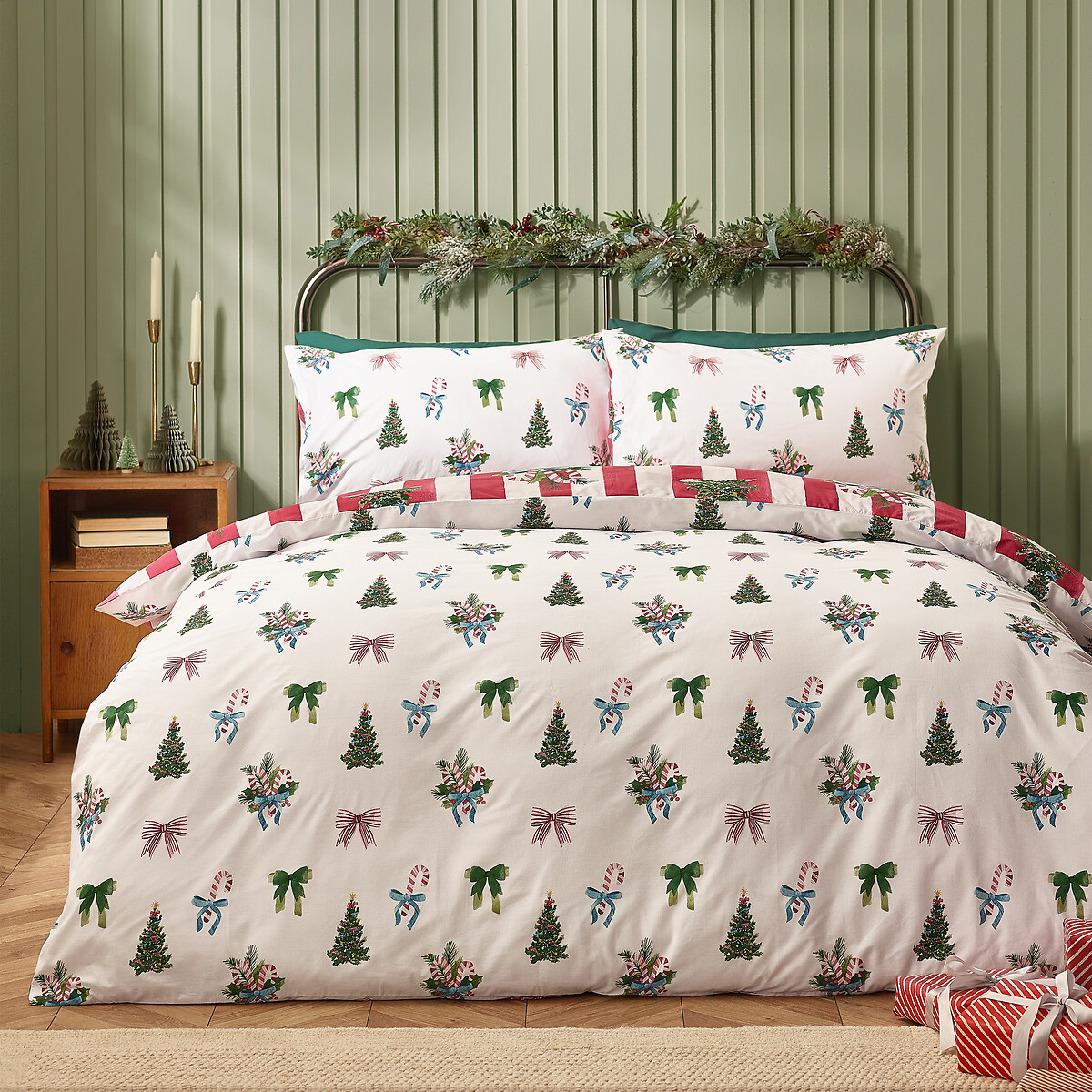 Christmas Stripe Reversible Duvet Cover and Pillowcase Set red, CATHERINE LANSFIELD