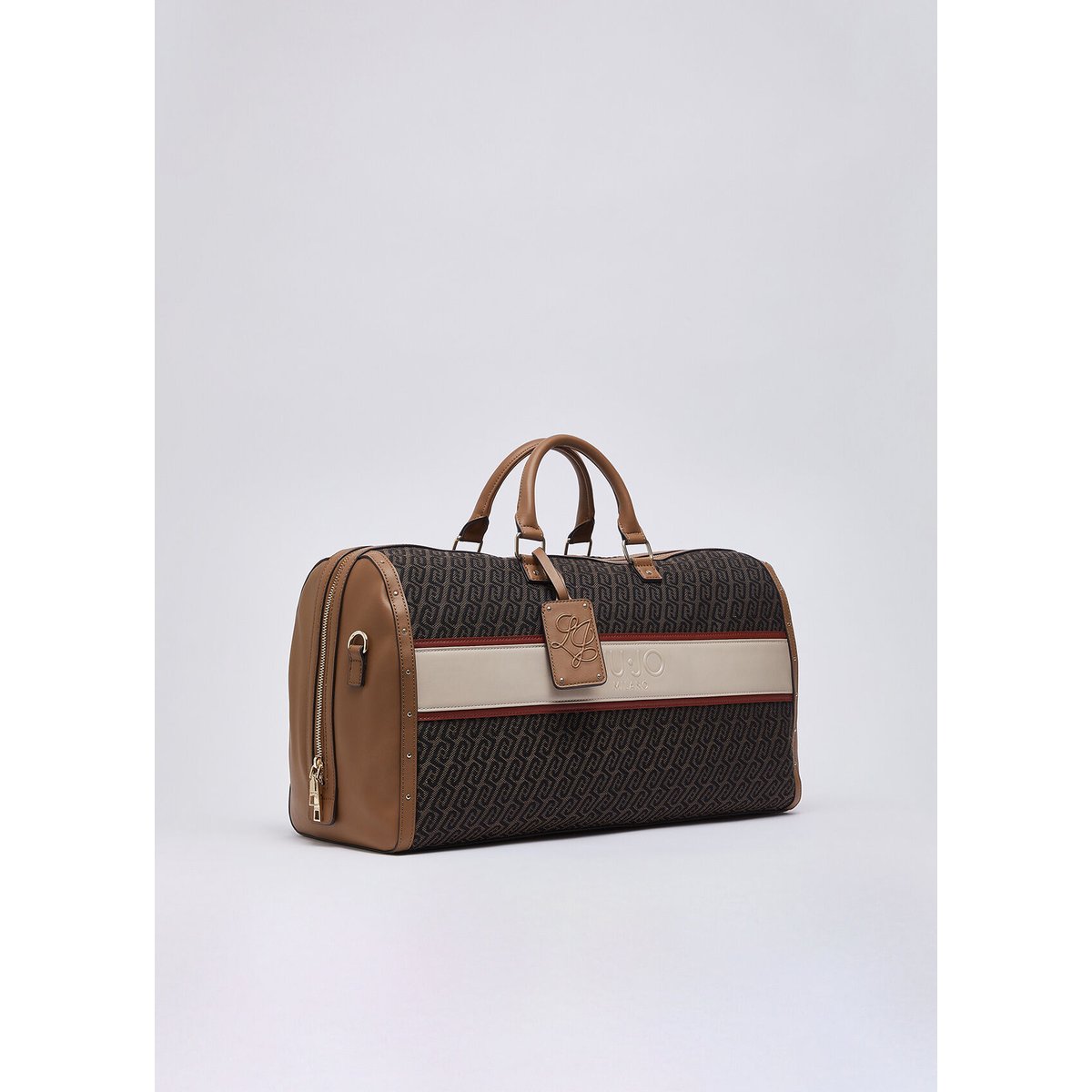 Sac de voyage en jacquard marron foncé, LIU JO