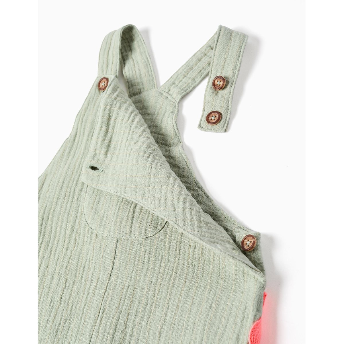Salopette en coton avec bandes ric rac vert clair, ZIPPY