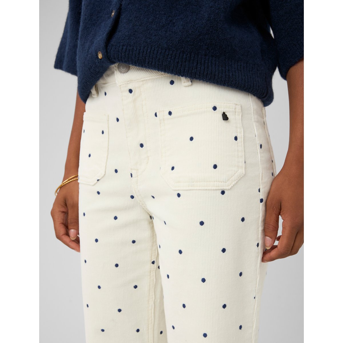 Pantalon imprimé coupe droite blanc écru, BZB