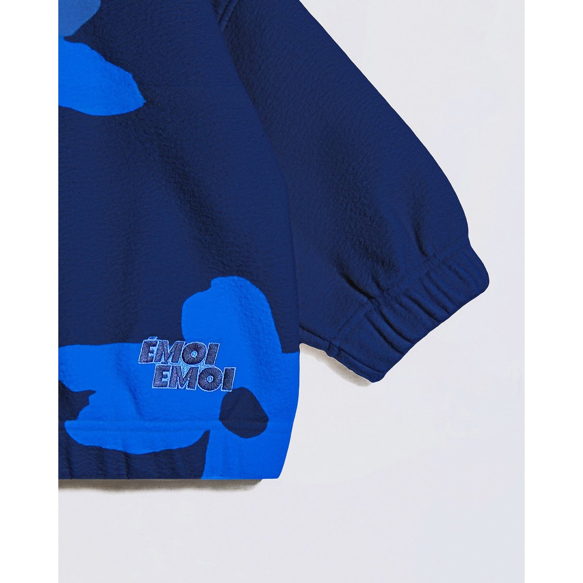 Sweat en polaire recyclée imprimé fleuri bleu, EMOI EMOI