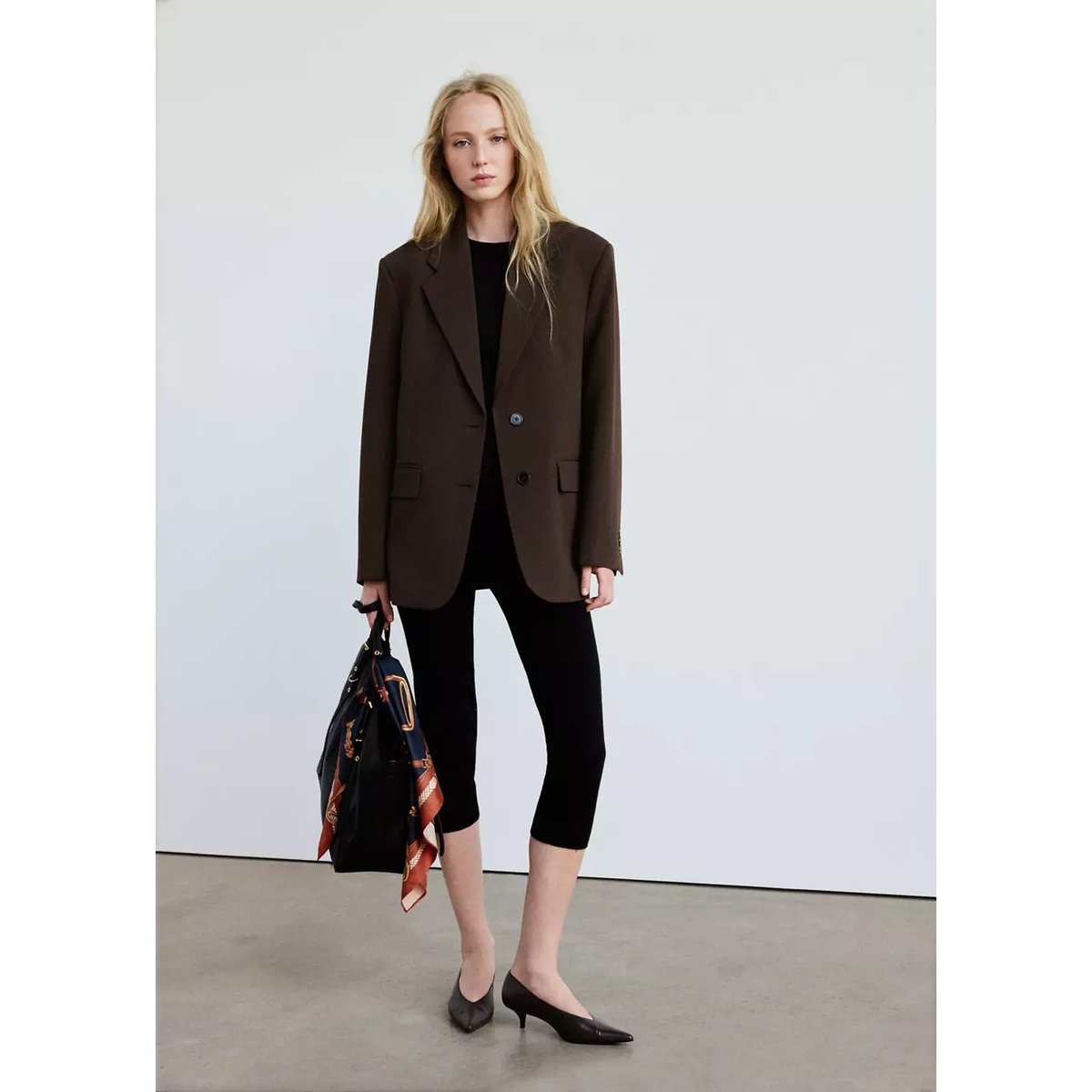 Veste droite avec poches à rabat marron, MANGO