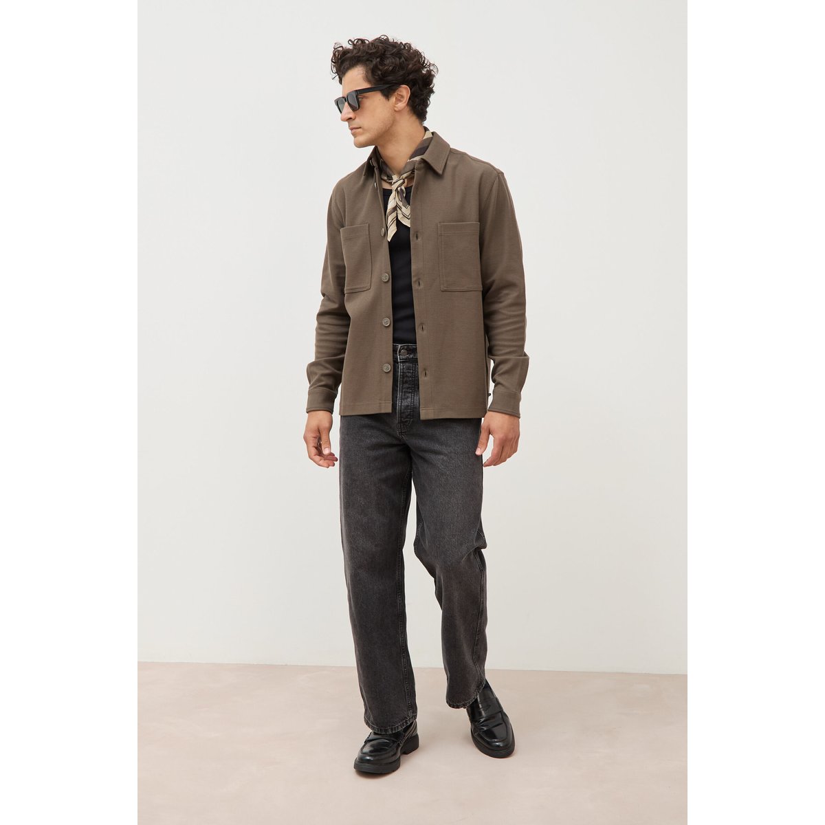 Surchemise manches longues taupe, BONOBO