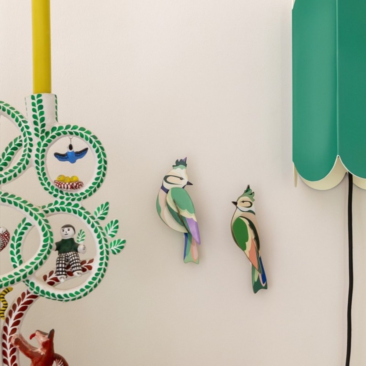 Oiseaux de jardin 3D décoratifs carton  Forest Crests vert, STUDIO ROOF