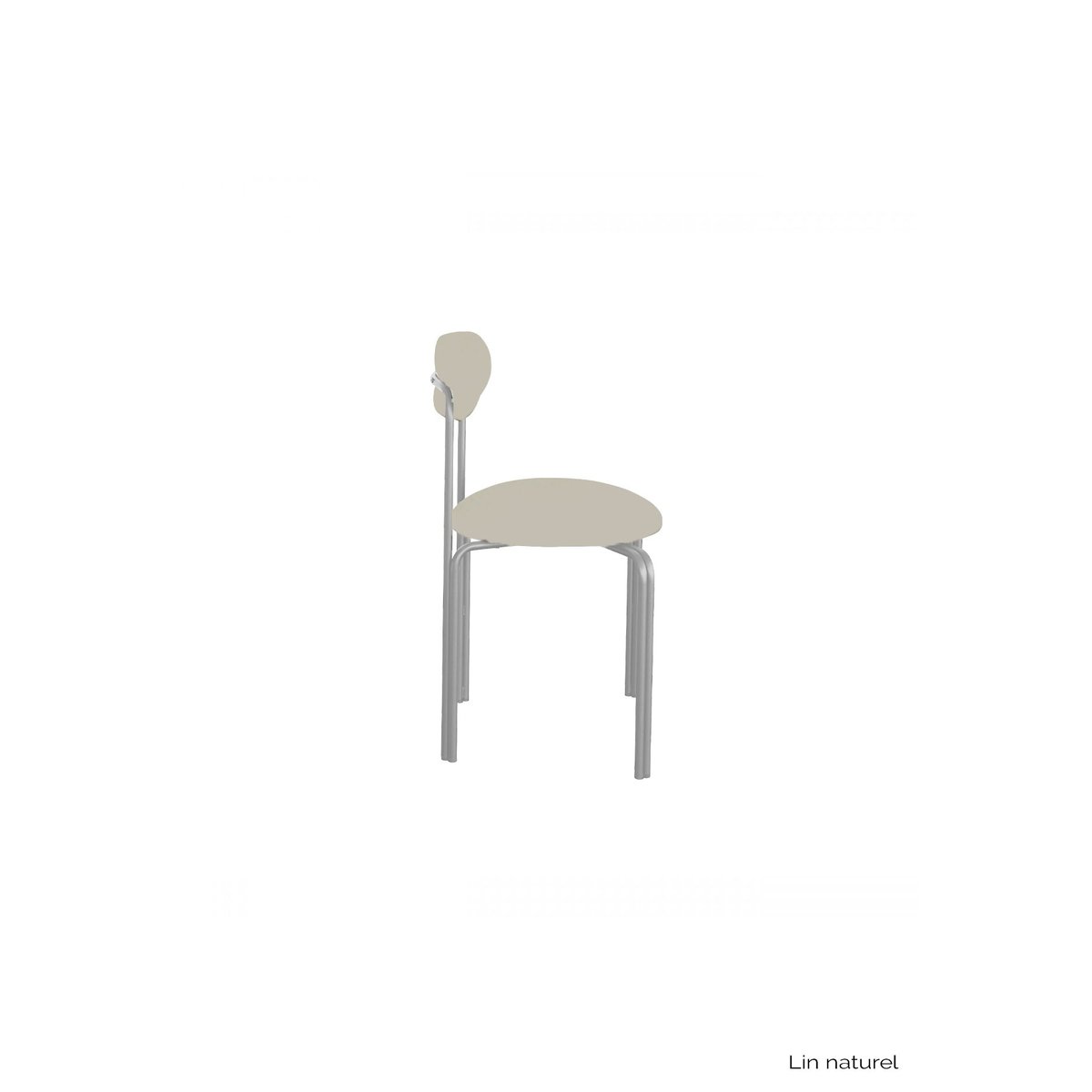 Chaise en acier chromé et lin, Violette naturel, GABRIELLE PARIS