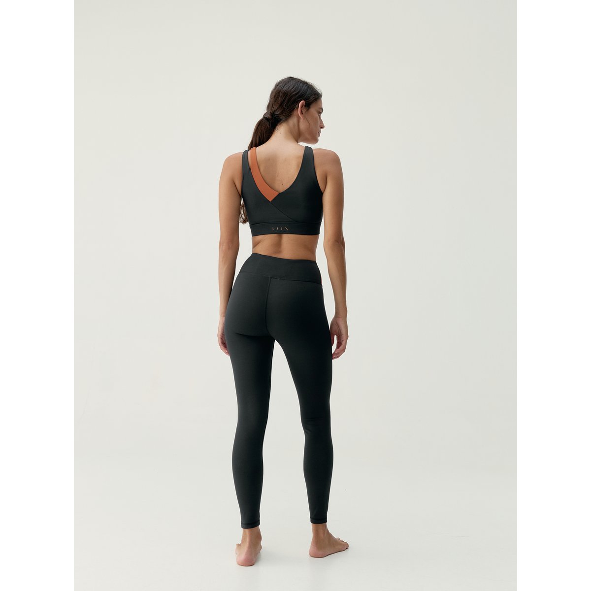 Legging de sport femme Omkara Taille haute séchage rapide noir/tuile, BORN
