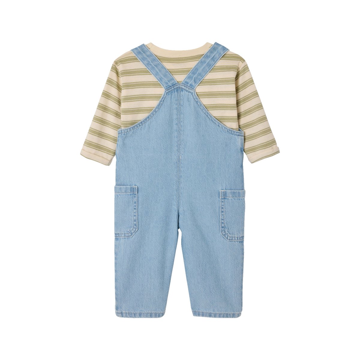 Ensemble salopette bébé vert sauge, VERTBAUDET