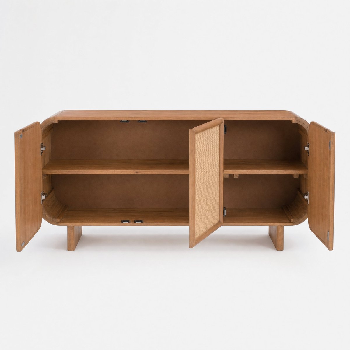 Buffet en bois de manguier et cannage - EZIO marron foncé, MAISON PAVANE