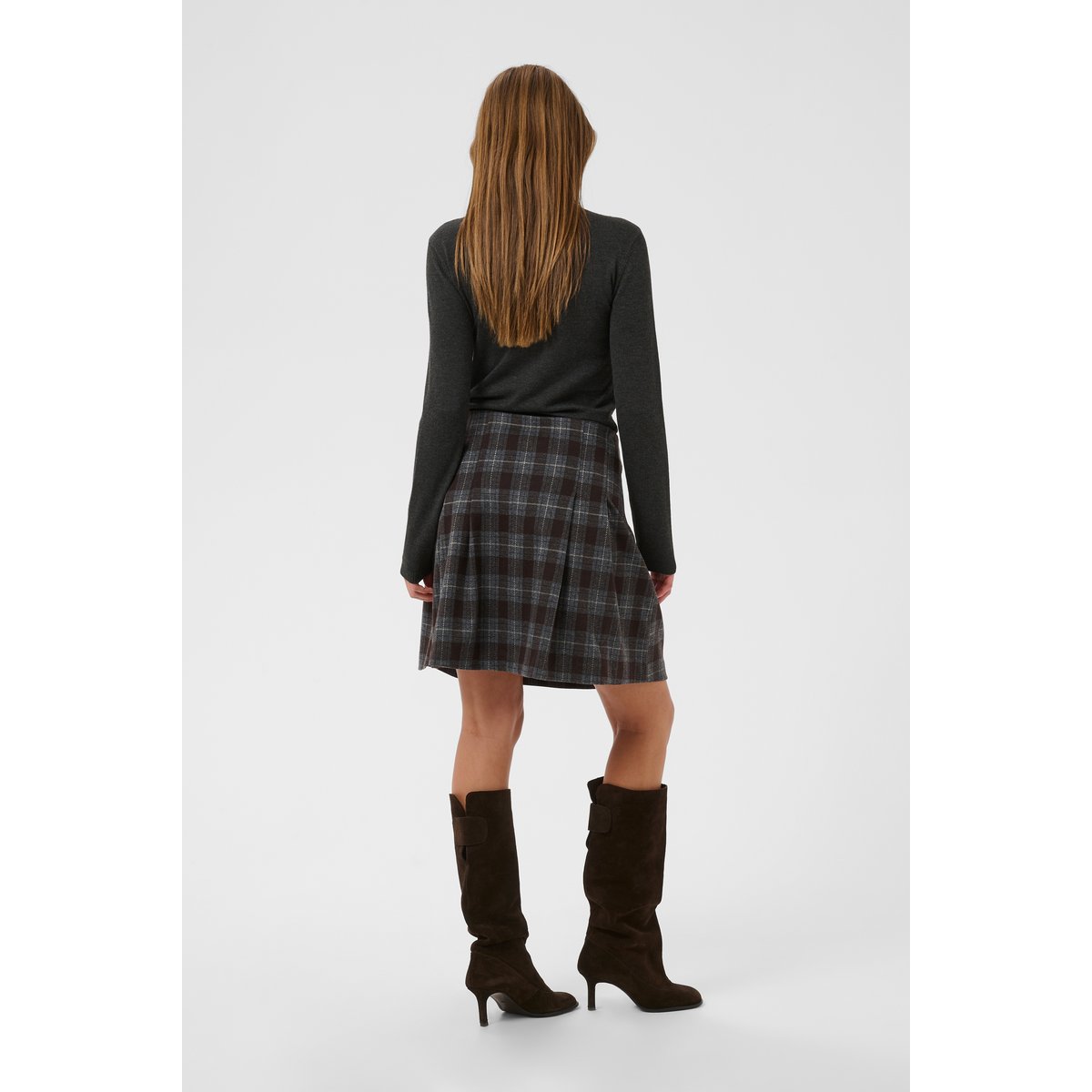 Jupe casual marron brown check, CULTURE