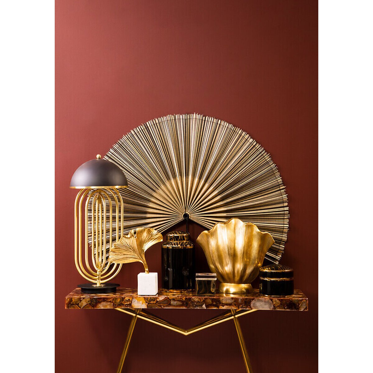 Estrella Large Fluted Vase in Gold Finish gold-coloured, FIFTY FIVE SOUTH