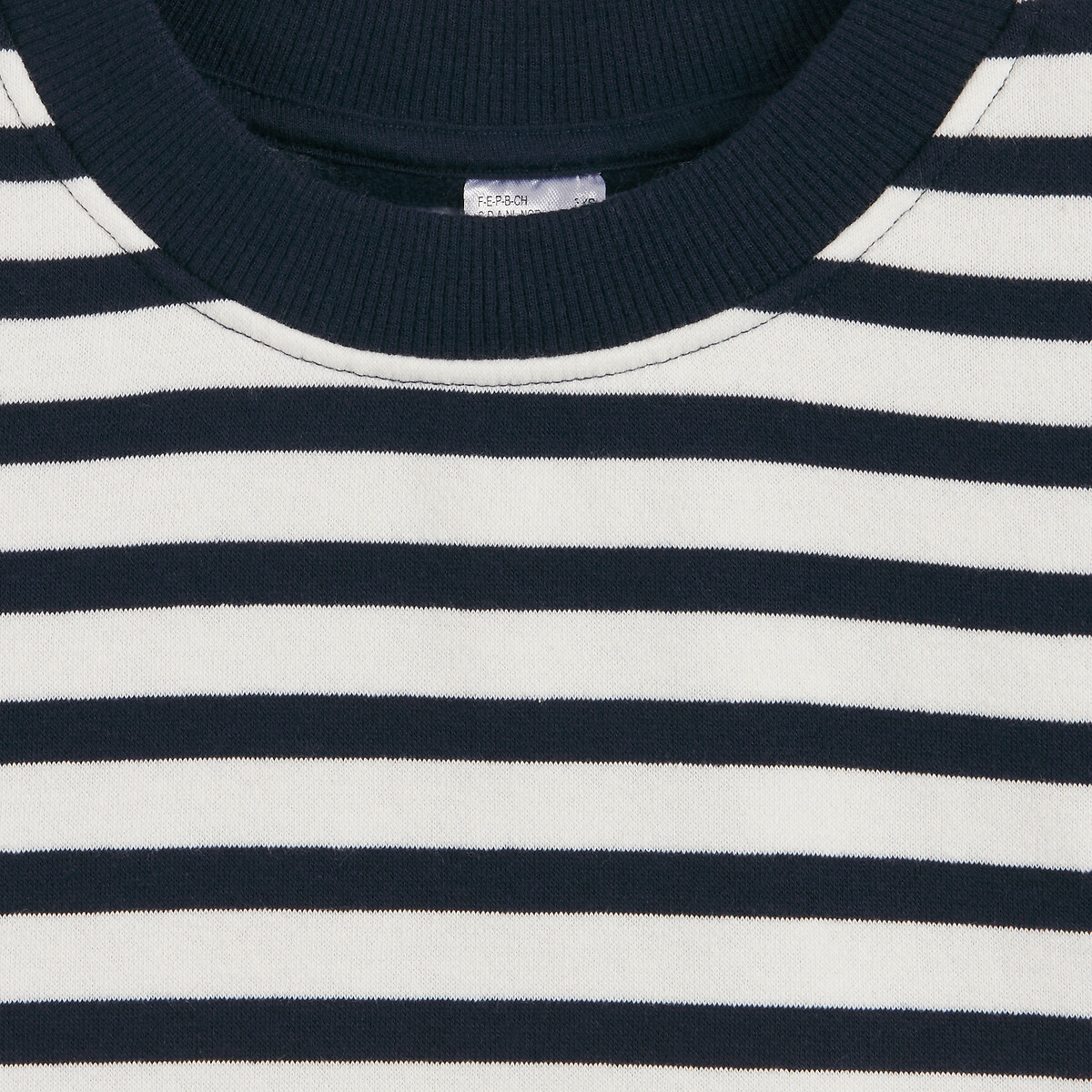 Striped Fleece Jumper Dress with Long Sleeves navy blue/ecru, LA REDOUTE COLLECTIONS
