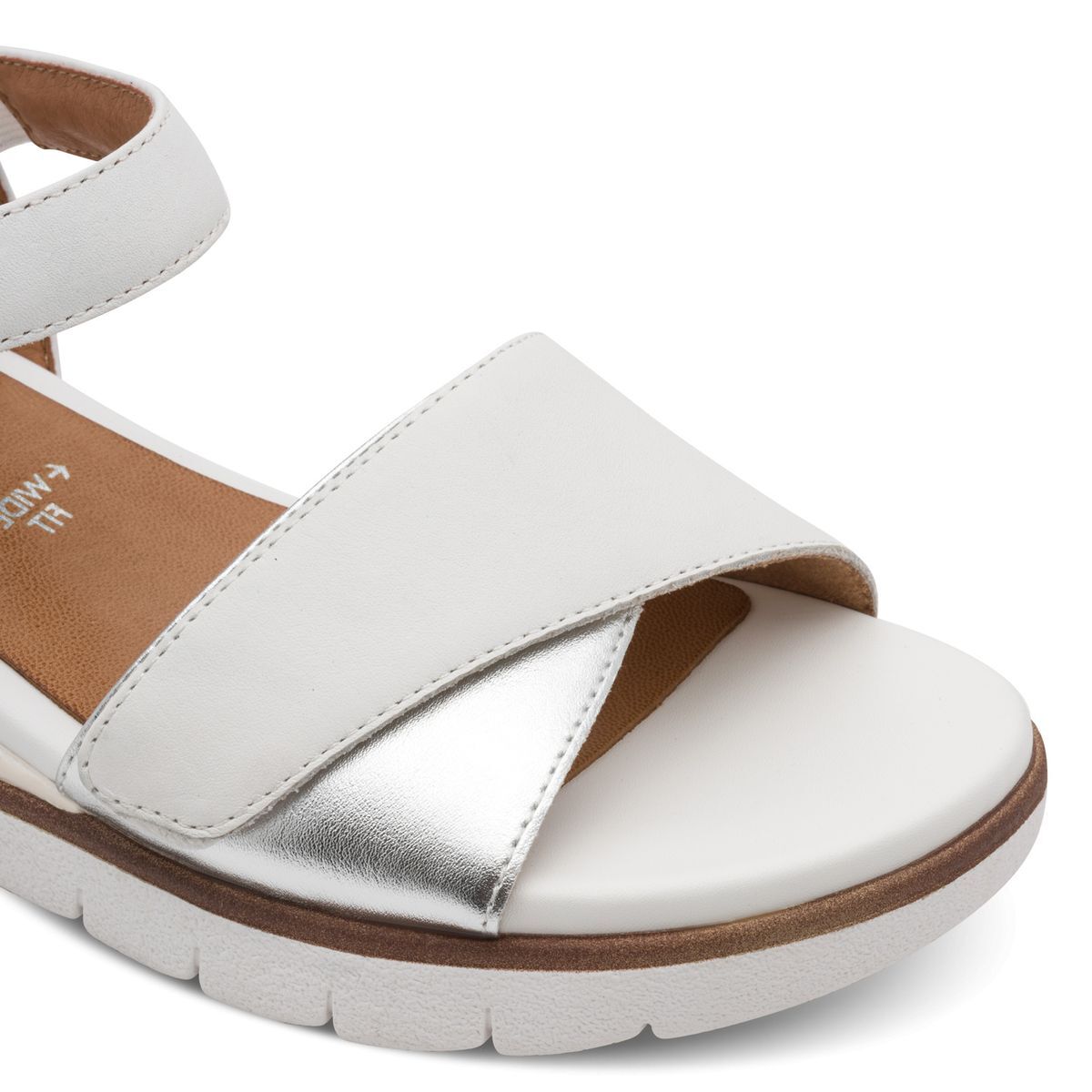 Sandale à talon en cuir blanc argent, TAMARIS