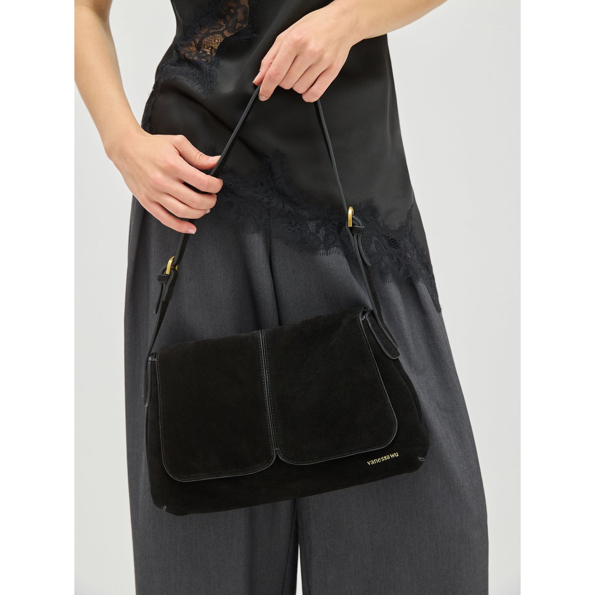 Sac bandoulière avec anses NINA noir, VANESSA WU