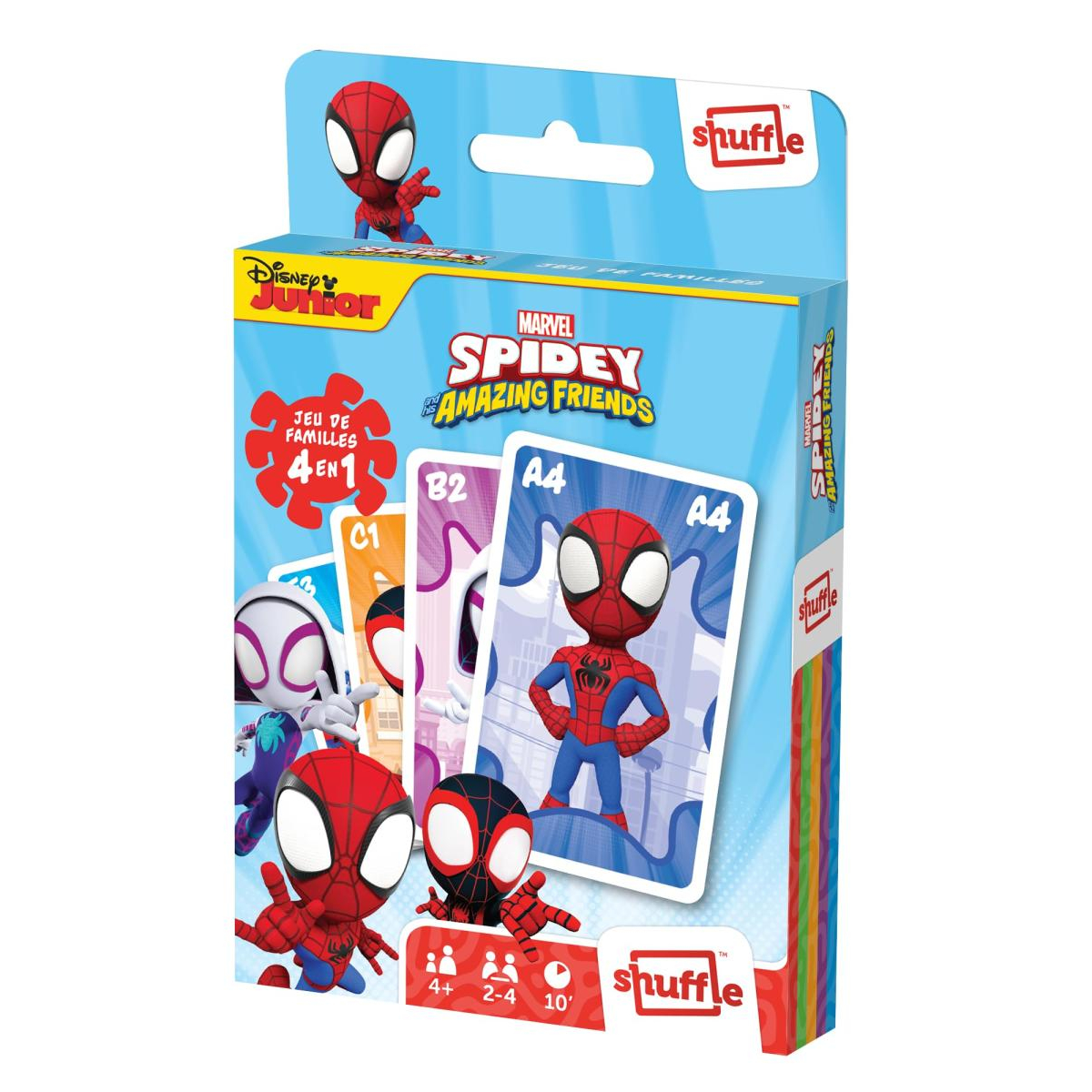 Jeu de familles 4 en 1 - Spidey et ses amis couleur unique, CARTAMUNDI