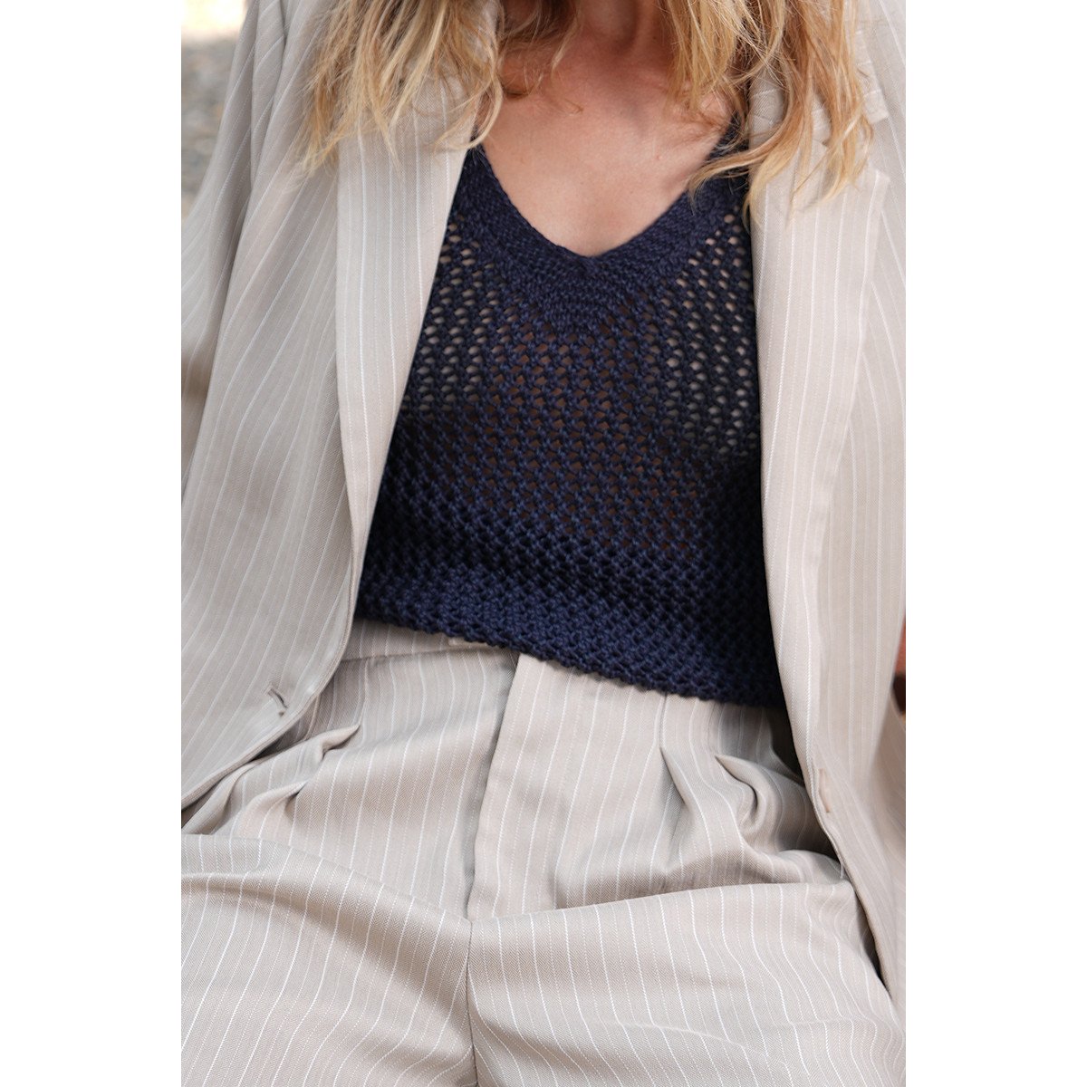 Pull en maille sans manches navy blue, LILI SIDONIO