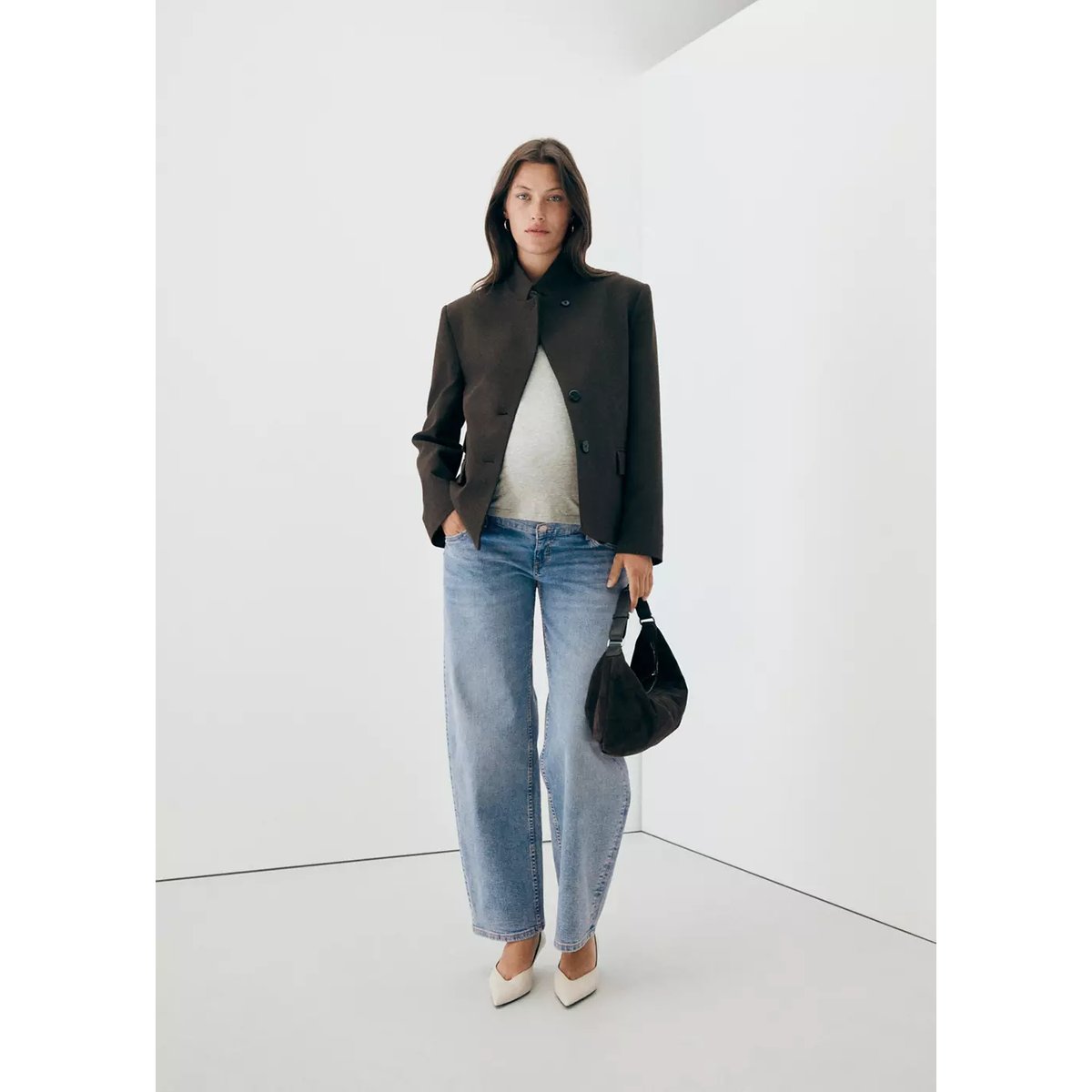 Jean balloon de grossesse bleu moyen, MANGO