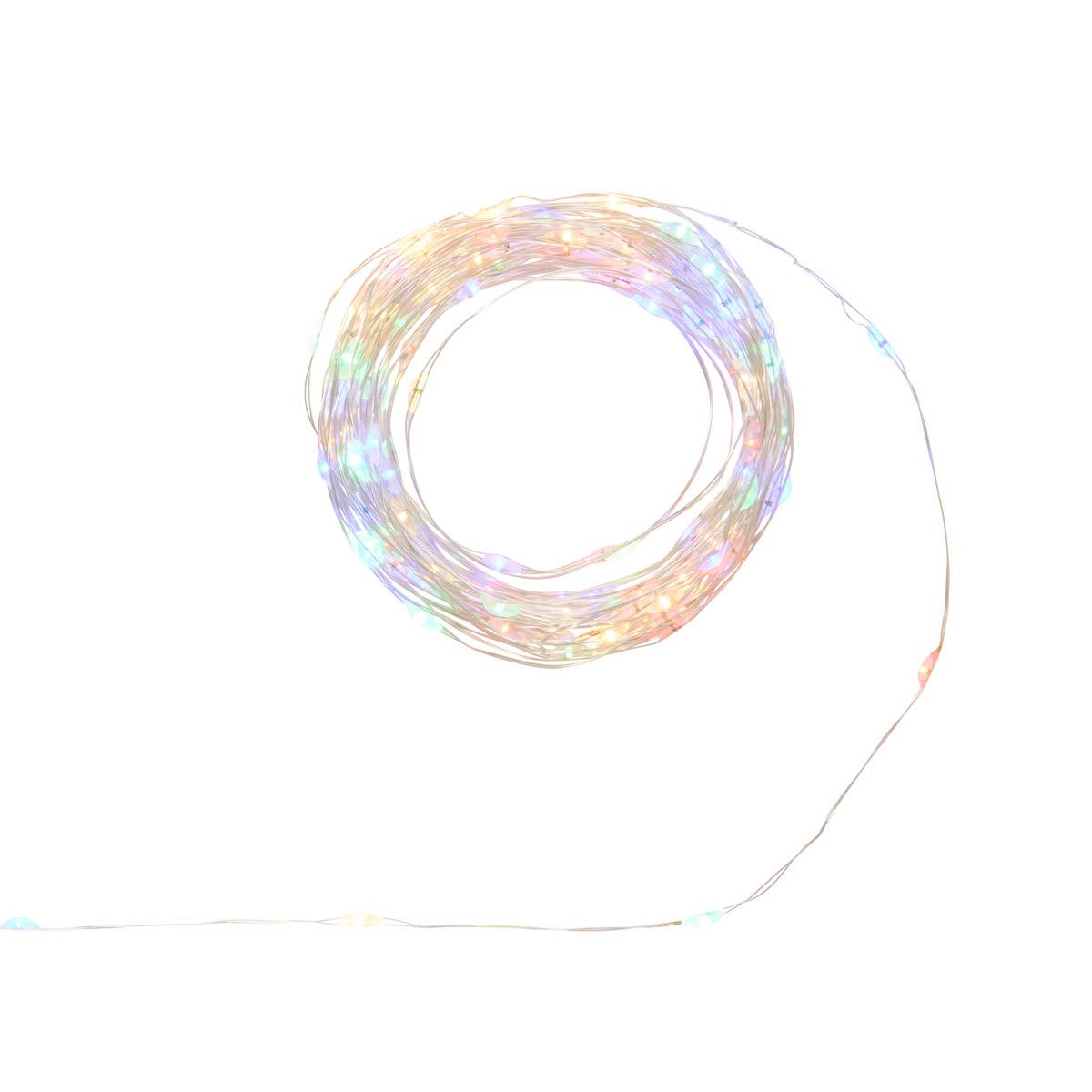 Guirlande lumineuse d'extérieur 7,5 m 150 LED multicolore fil cuivre 8 fonctions solaire multicolore, ATMOSPHERA