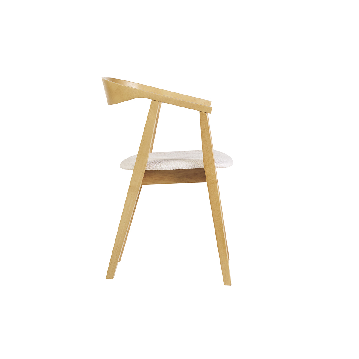 Chaises scandinaves bois clair et tissu effet laine bouclée blanc (lot de 2) BAHIA blanc, MILIBOO
