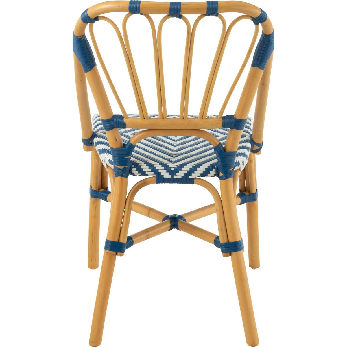 Chaise en rotin esprit bistrot bleu et blanc naturel, RECOLLECTION