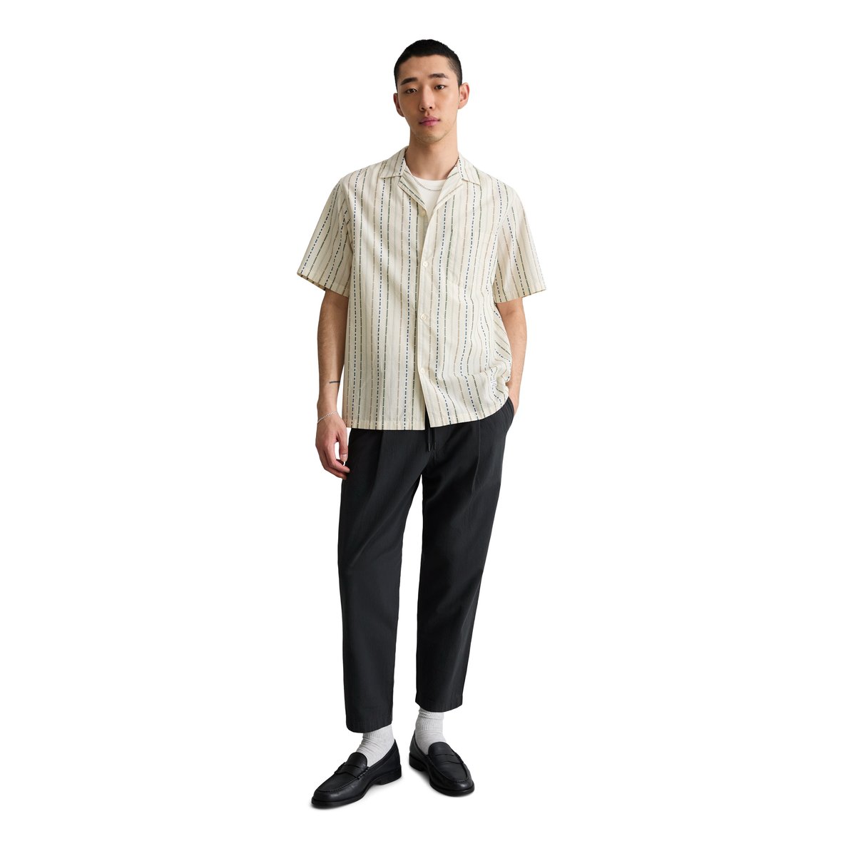 Chemise à manches courtes regular avec des rayures multicolores blanc, MARC O’POLO DENIM