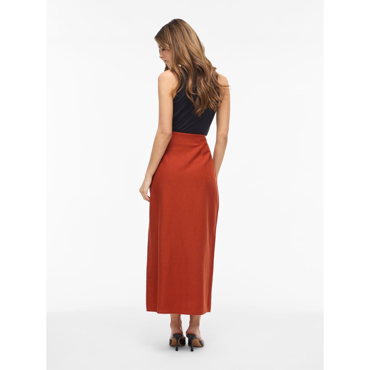 Jupe Mi-Longue orange - burnt brick, VILA
