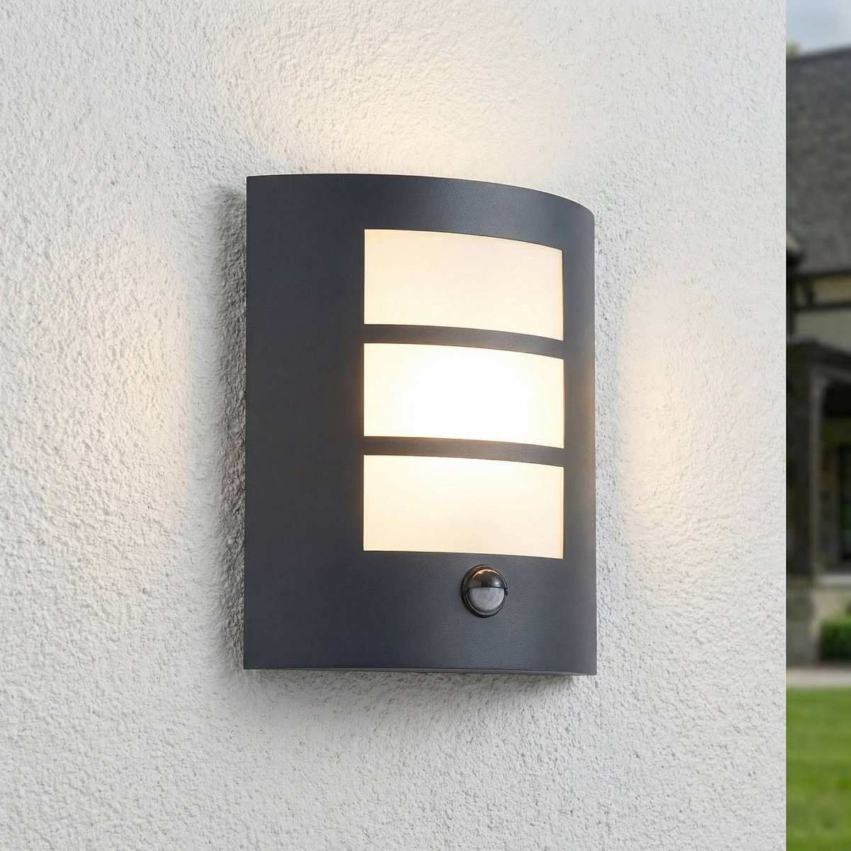 Applique extérieure en aluminium moderne noir, LINDBY