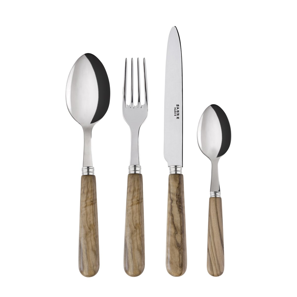 Set de 4 couverts de table, Lavandou bois d'olivier, SABRE