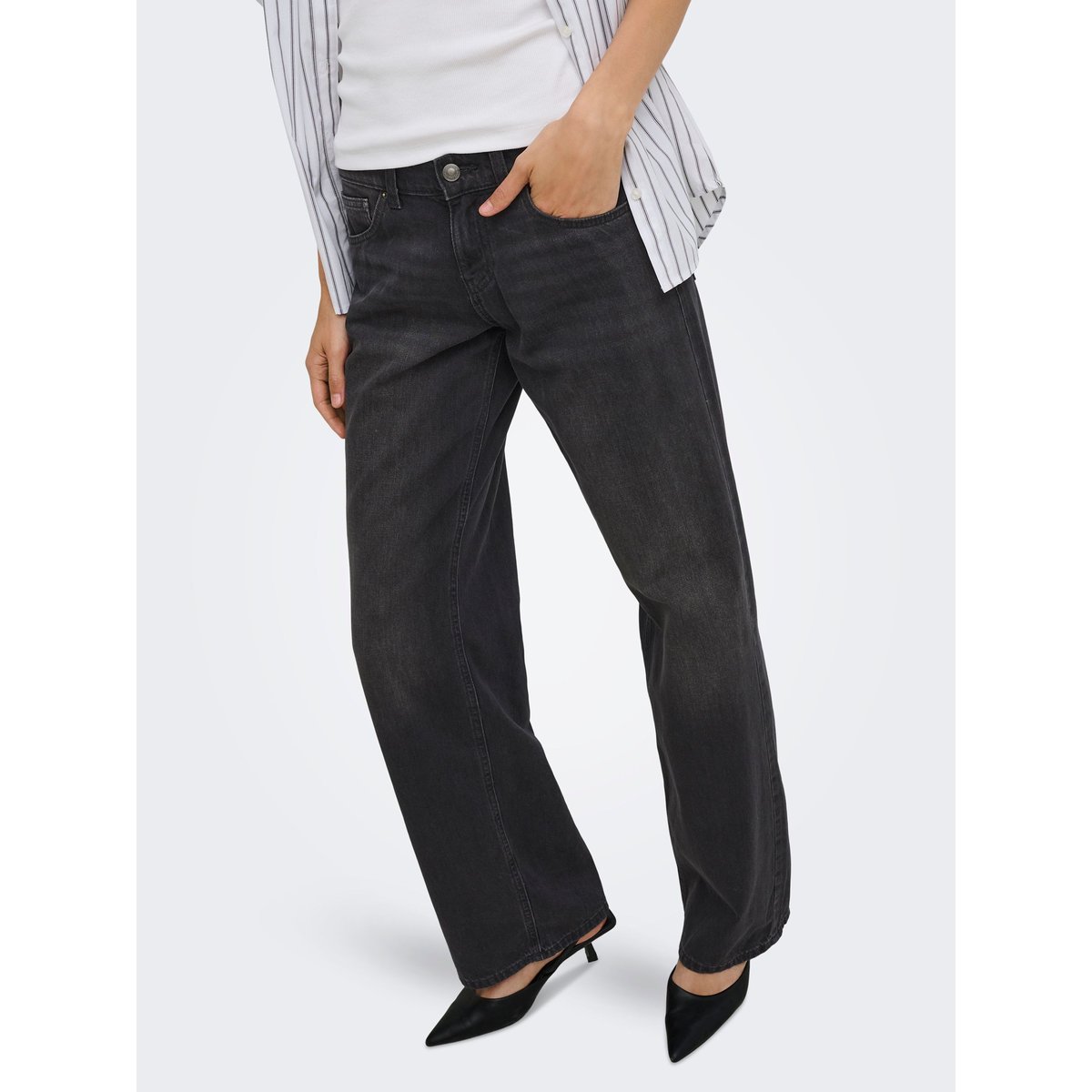Jean À Jambe Large washed black, ONLY