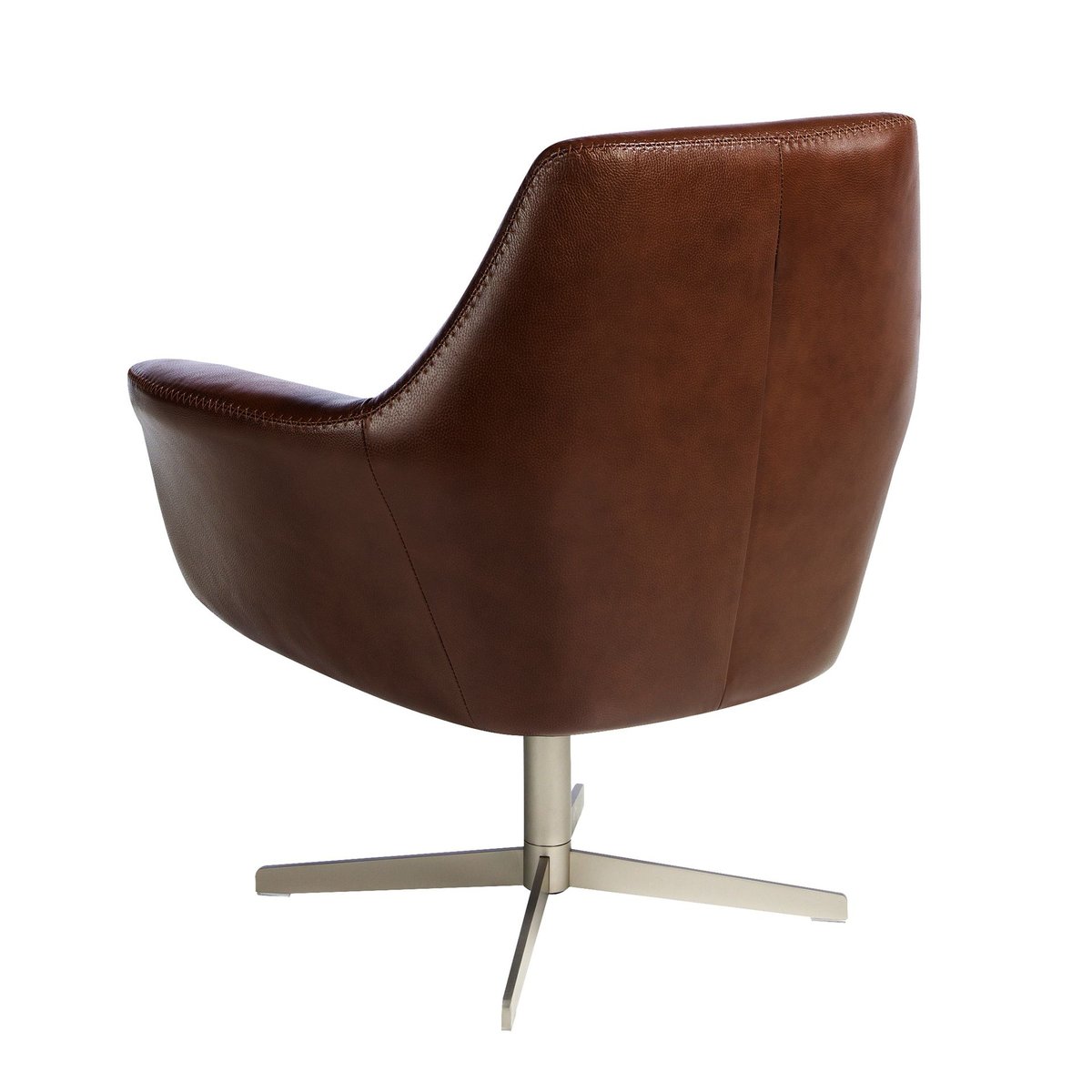 Fauteuil pivotant en cuir brun cognac marron | gris anthracite, ANGEL CERDA