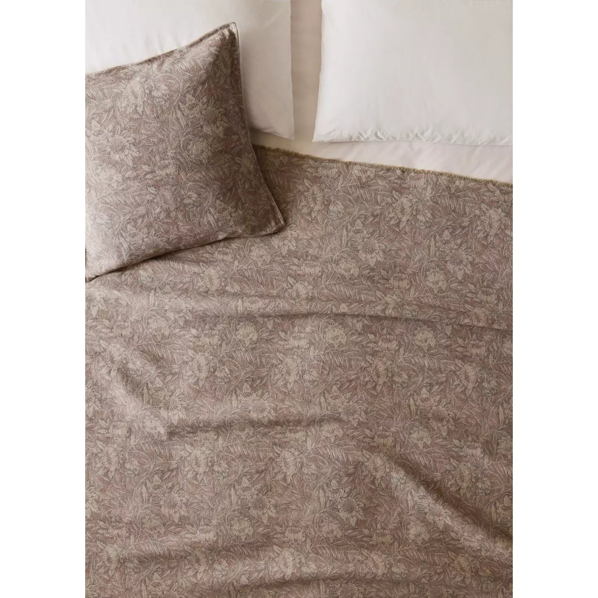 Couvre-lit en coton et lin à motif ornemental Lit 130/140/150 cm rose, MANGO HOME