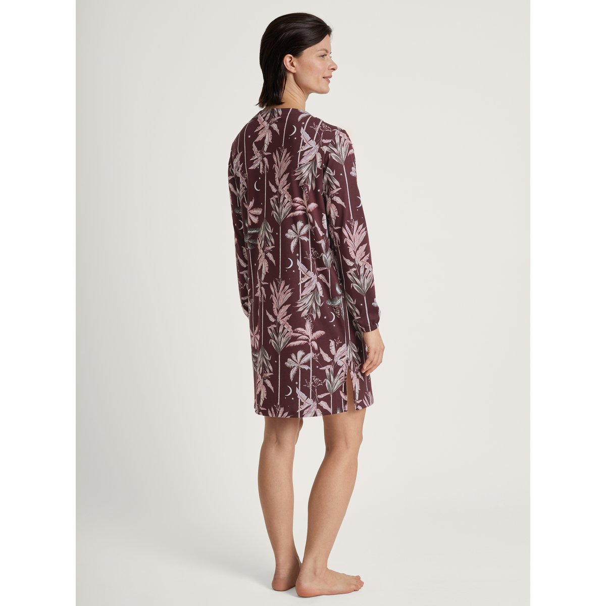 Chemise de nuit à manches longues, longueur 95 cm manches longues Coton FAVOURITES GROUND port royal red, CALIDA