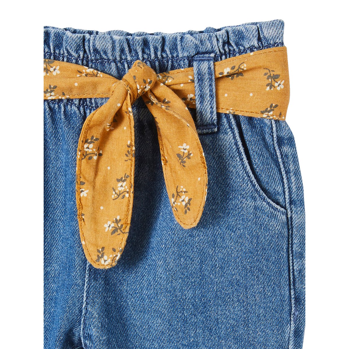 Jean paperbag avec ceinture denim stone, VERTBAUDET