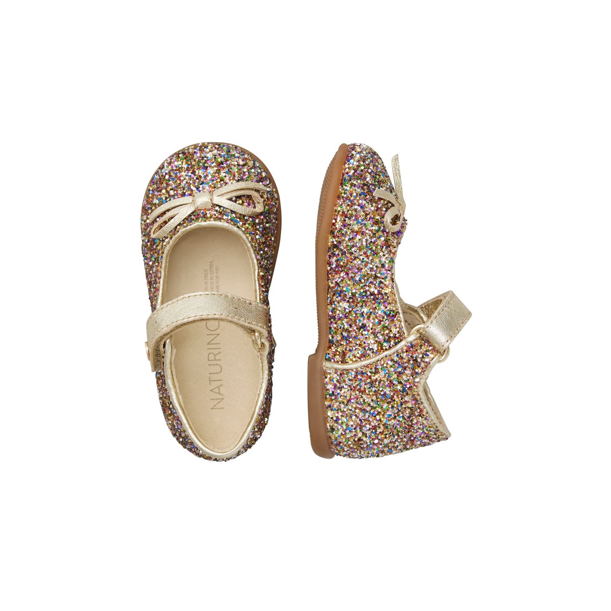 Ballerines en cuir et tissu pailleté BALLET multicolore-, NATURINO
