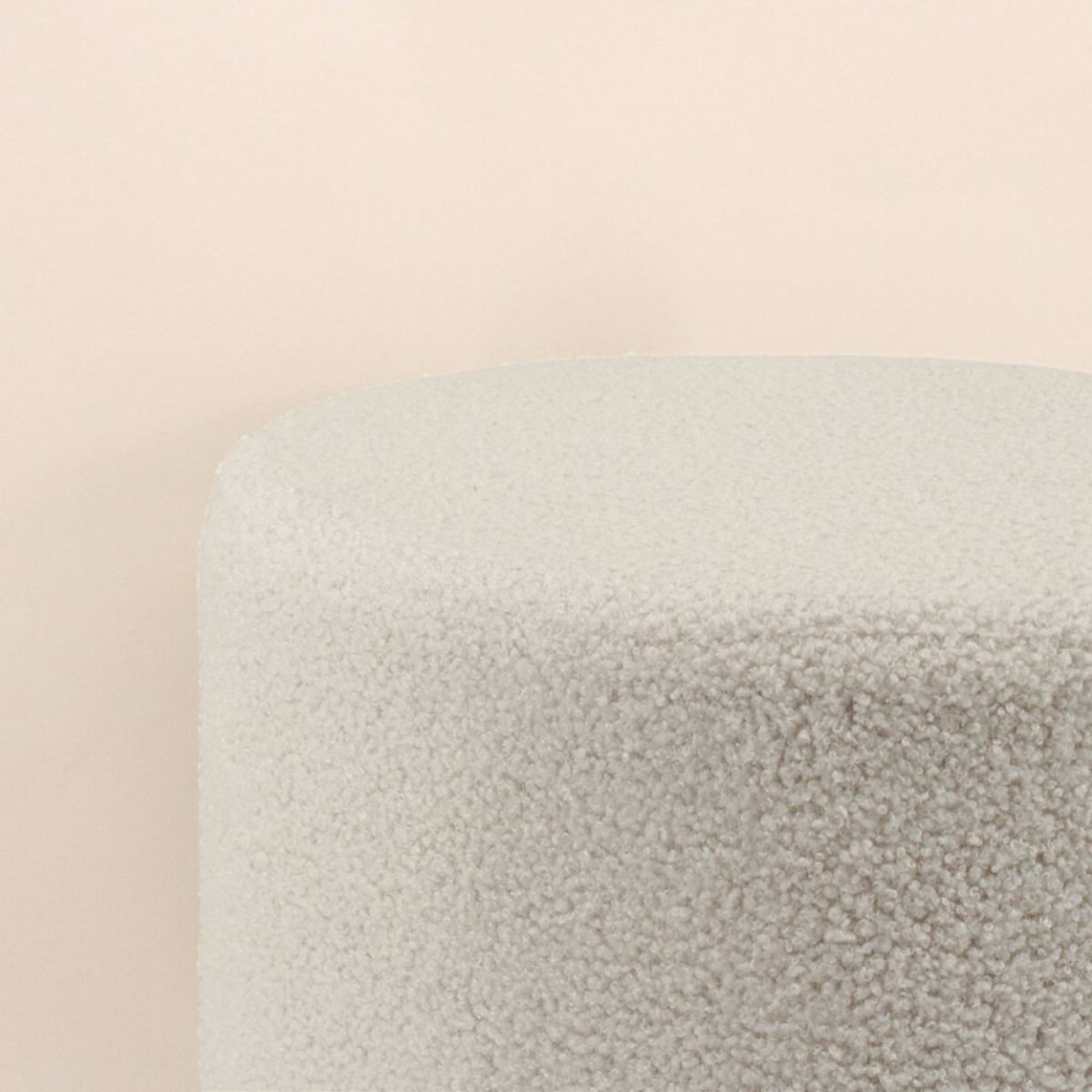 Pouf rond en tissu bouclette 33cm blanc, ORNAMI