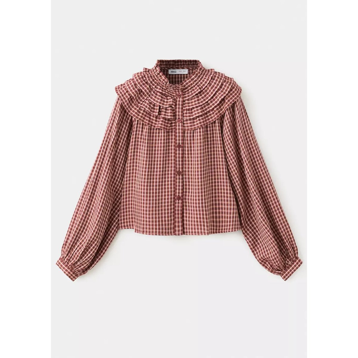 Chemise à carreaux volantée rouge, MANGO KIDS