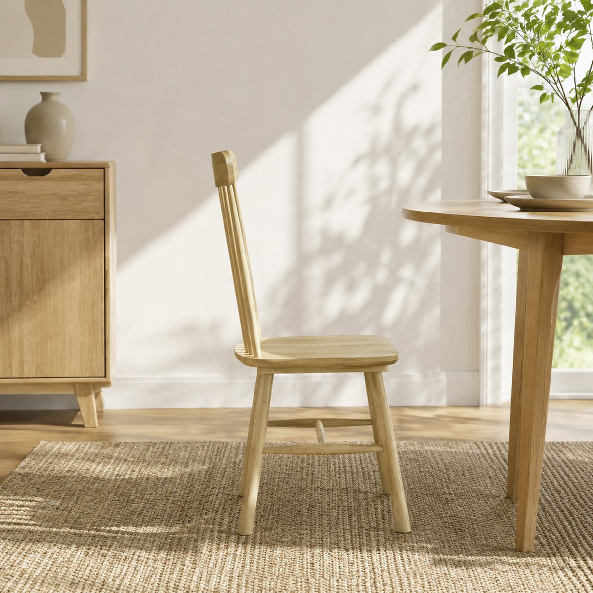Chaise de salle à manger Bois d'hévéa Bois bois naturel, HOMCOM