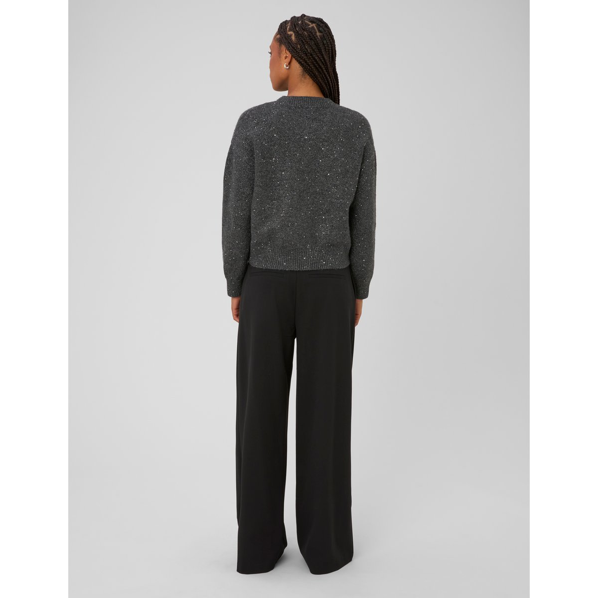 Pull col rond pailleté gris, BZB