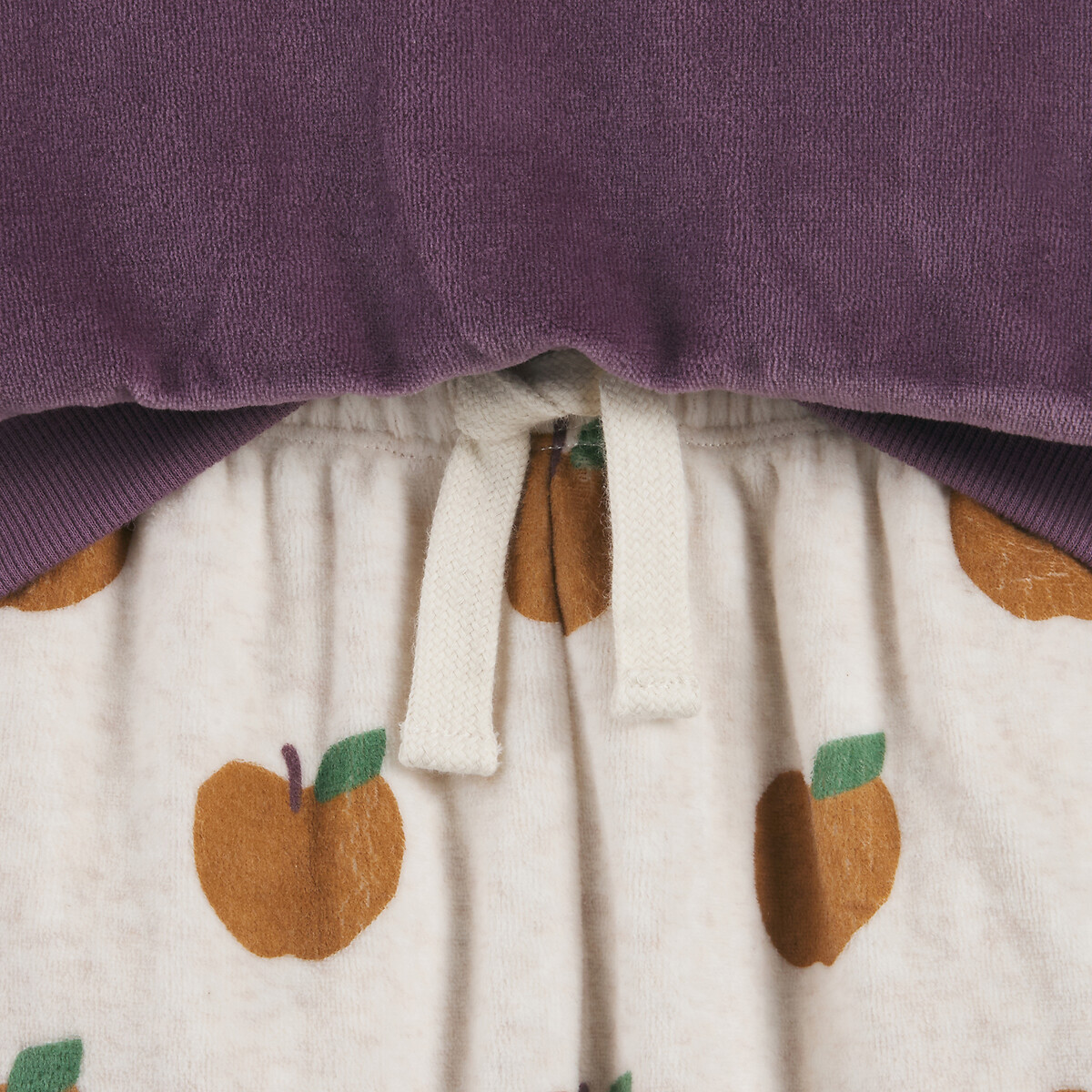 Lot de 2 pyjamas velours, motif pommes marron/violet, LA REDOUTE COLLECTIONS