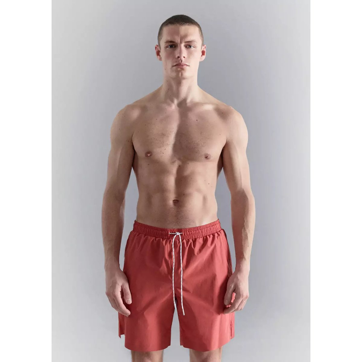 Maillot de bain à poches zippées rouge, MANGO MAN