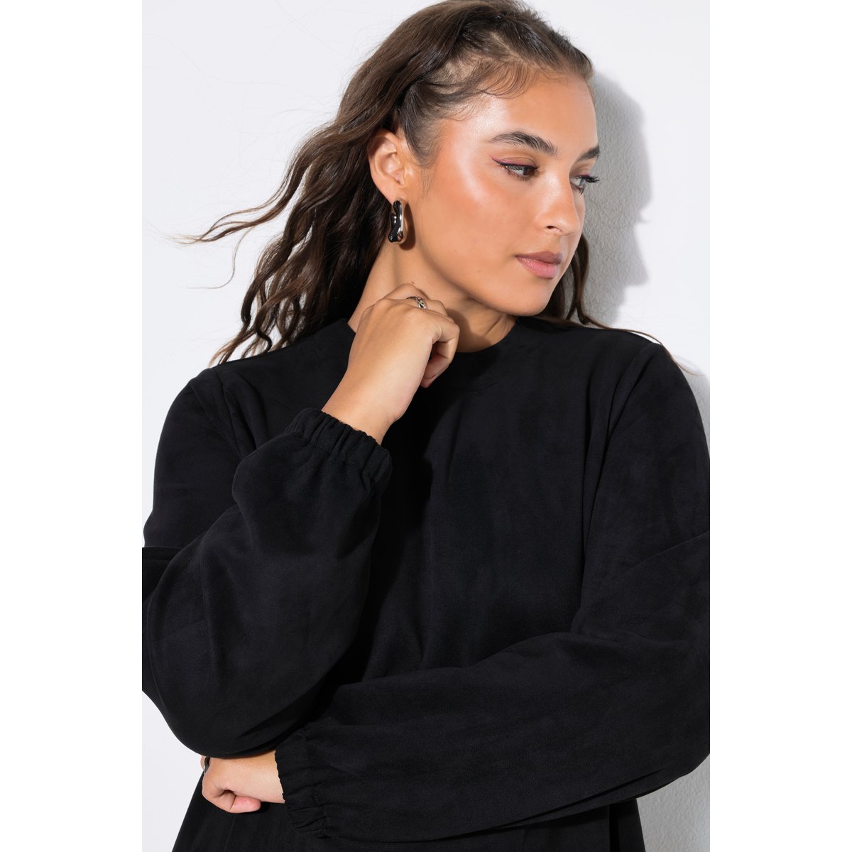 Robe en daim, coupe oversize noir, STUDIO UNTOLD
