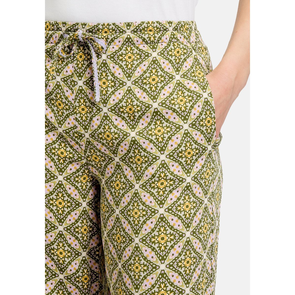 Pantalon palazzo à élastique vert/violet, CARTOON