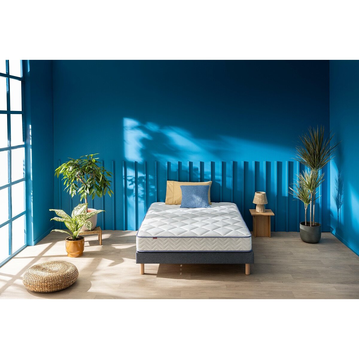 Ensemble matelas roulé et sommier kit, Sweety blanc/gris anthracite, MERINOS