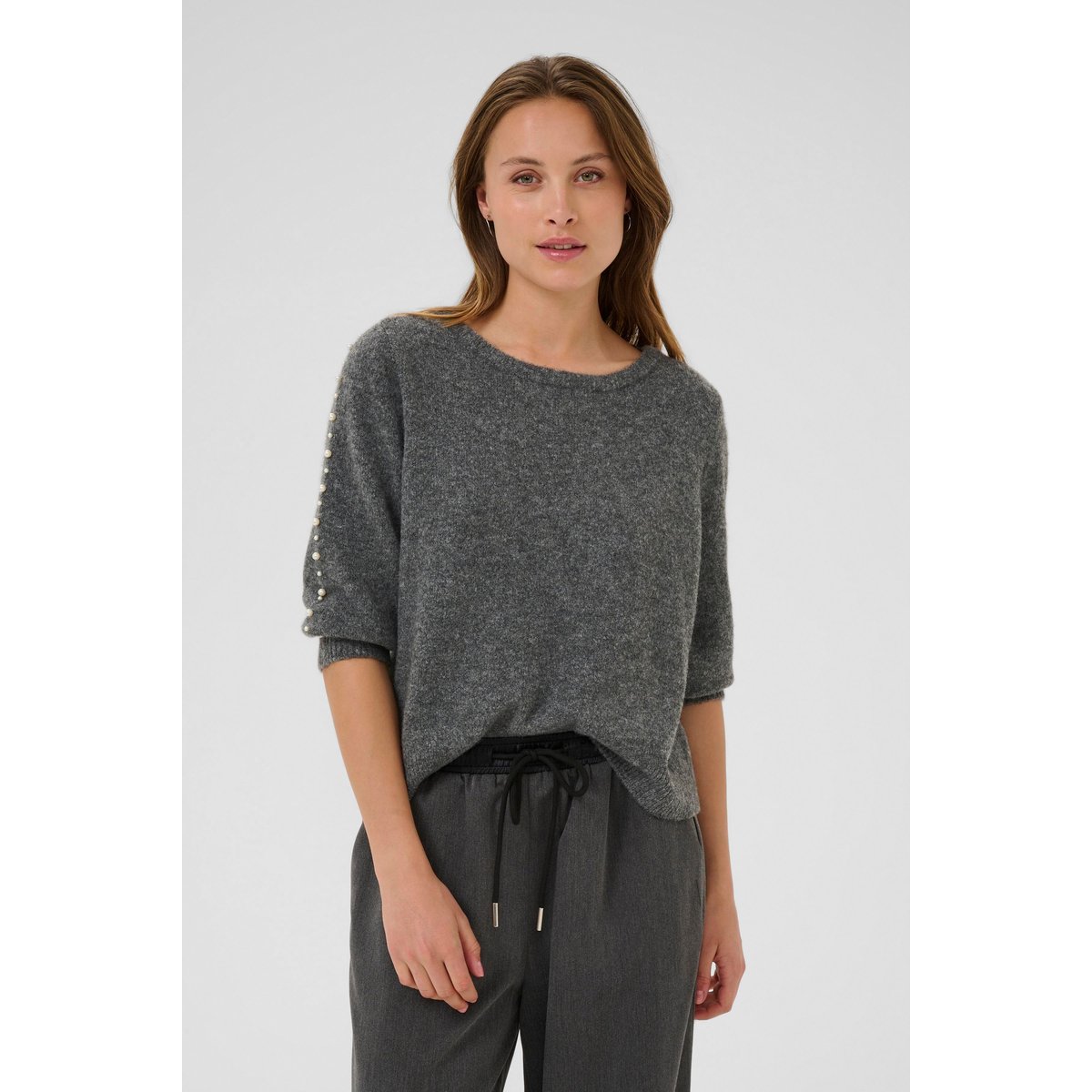Pullover tricoté gris grey melange, KAFFE