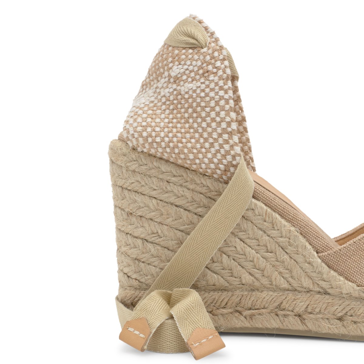 Espadrilles compensées en jute tressée à découpe en V CHIARA PLATFORM sable, CASTANER