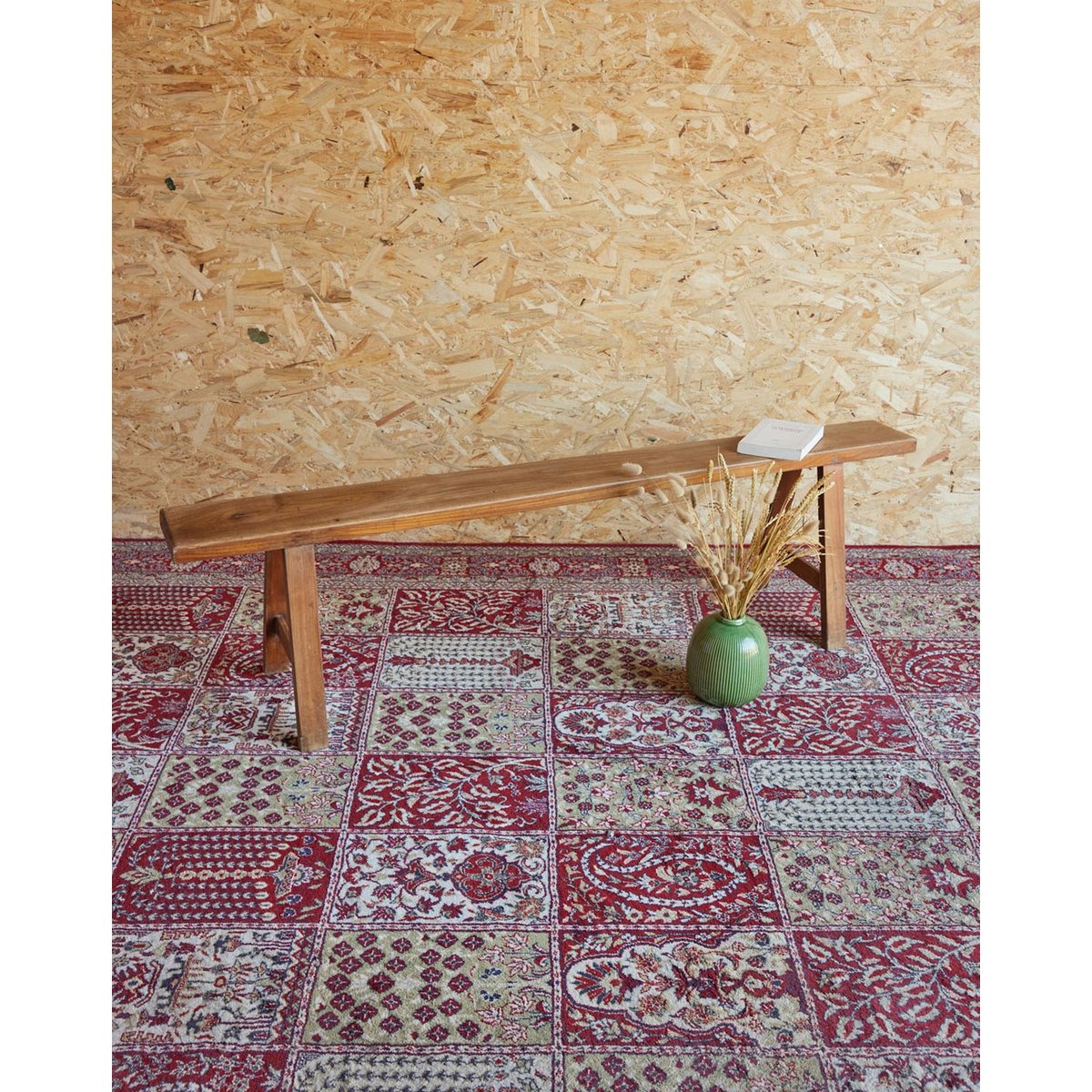 Banc de ferme en bois Antoine N°429 - Bon état bois clair, DEBONGOUT