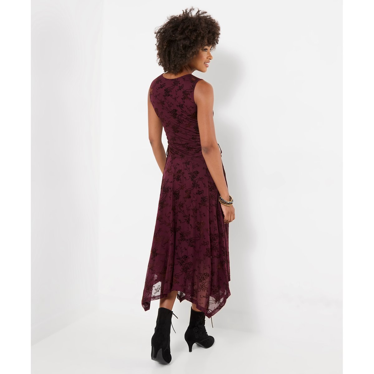 Robe Longue Floquée à Ourlet Plongeant Dita rouge, JOE BROWNS
