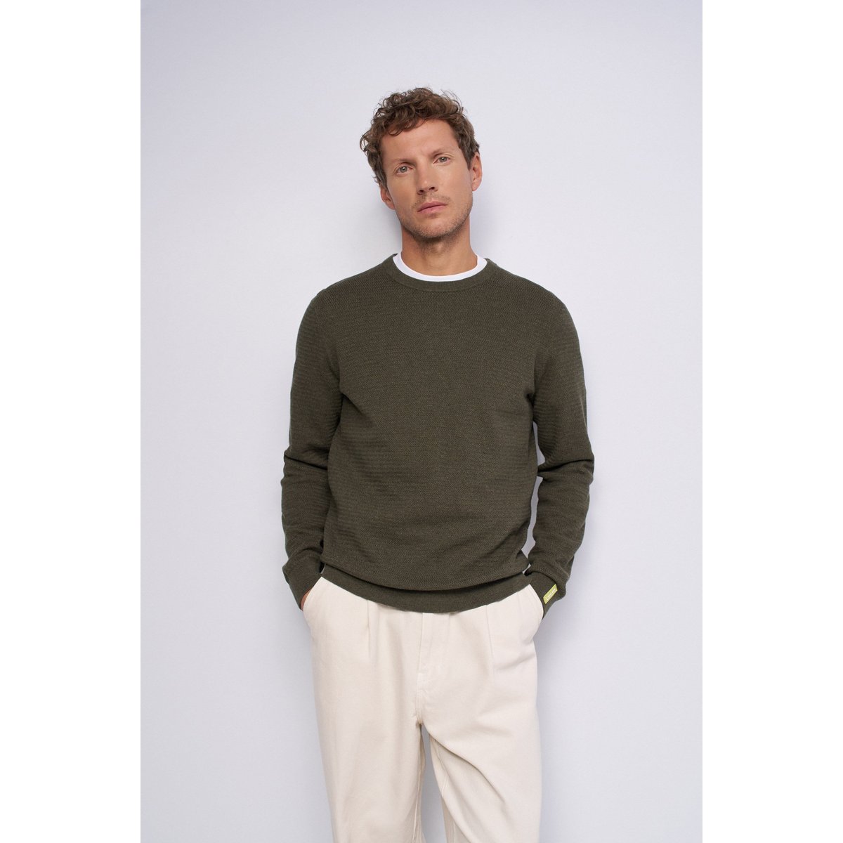 PULL EN MAILLE TEXTURÉE vert, SALSA JEANS